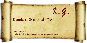 Komka Gusztáv névjegykártya